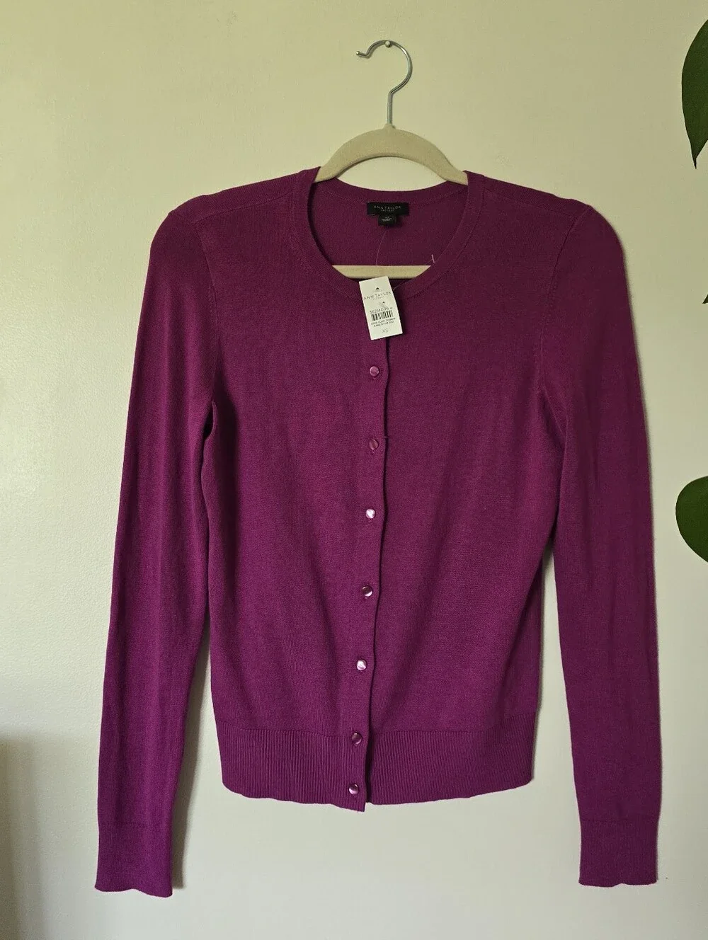 New Ann Taylor Factory Size XS magenta Pink Womens Classic Cardigan Sweater